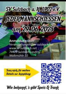 SV Sulzbach a.K 1902 e.V. – Jedermannschießen am 29.06.2025